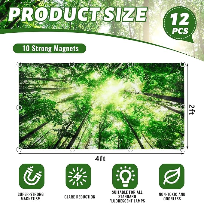 Hortsun 12 Pcs Fluorescent Light Covers Bulk, 4 x 2 ft Magnetic Fluorescent - Image 2