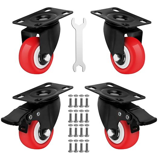 2 Inch Heavy Duty Casters Set of 4, Lockable Plate Caster Wheels - Image 8
