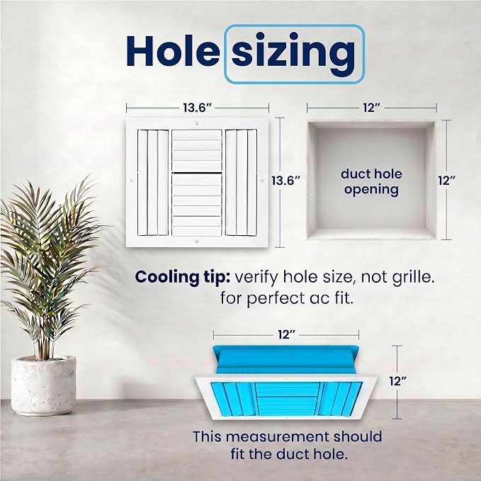 12x12 Aluminum 4-Way Air Flow HVAC Vent Cover Wall Ceiling Register - Image 3
