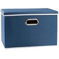 PRANDOM Large Collapsible Storage Bin with Lid [1-Pack] Fabric Foldable Storage Box Organizer Container Basket Cube with Cover for Home Bedroom Closet Office Nursery Royal Blue(17.7x11.8x11.8)