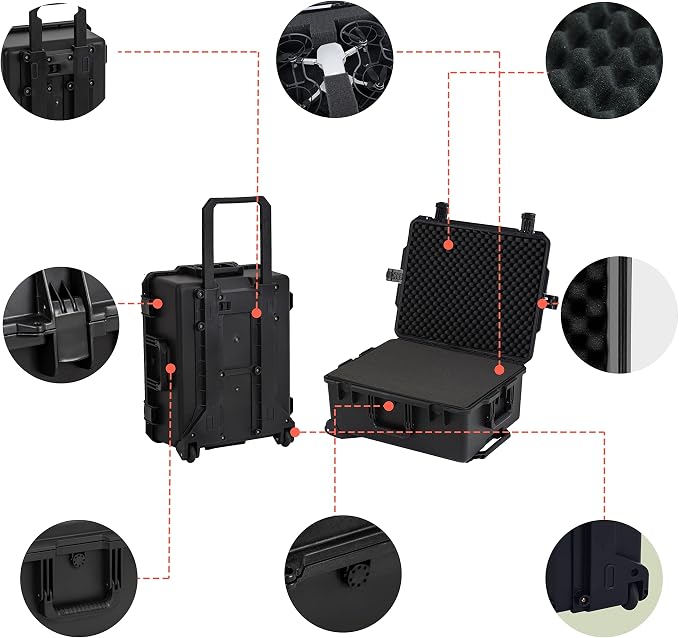 MEIJIA Portable All Weather Premium Rolling Wheels Waterproof Hard Compact - Image 7
