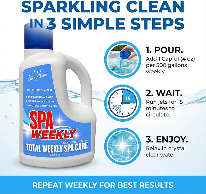 5-in-1 Hot Tub Chemicals – Spa Weekly Enzyme Cleaner & Clarifier, Scum Line - Image 4