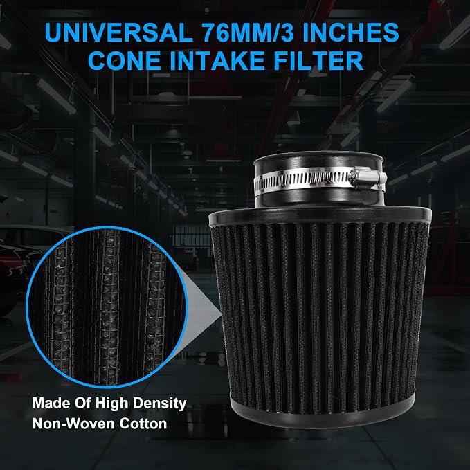 Cold Air Intake Filter High Performance Washable Filter Clamp-On Replacement - Image 6