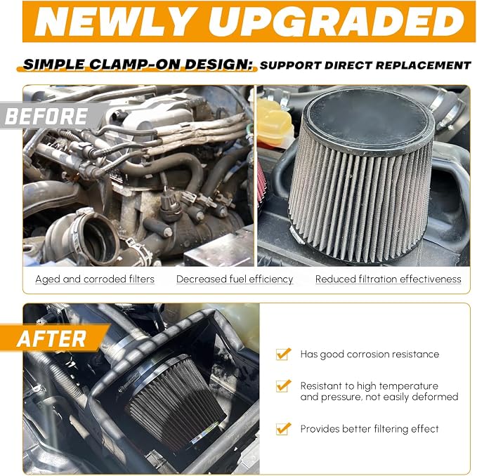 PTNHZ Universal Black 3.5" 89mm High Flow Cold Air Intake Cone Air Filter Power - Image 6