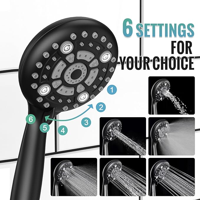 SR SUN RISE Shower Faucet - 10 Inch Multifunctional High Pressure Shower Head System with Handheld Shower Head Fixtures - Valve Included - Matte Black