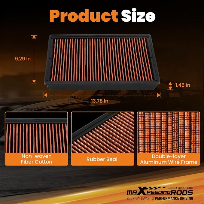 maXpeedingrods MX-2247 High Performance Engine Air Filter Washable & Reusable - Image 2