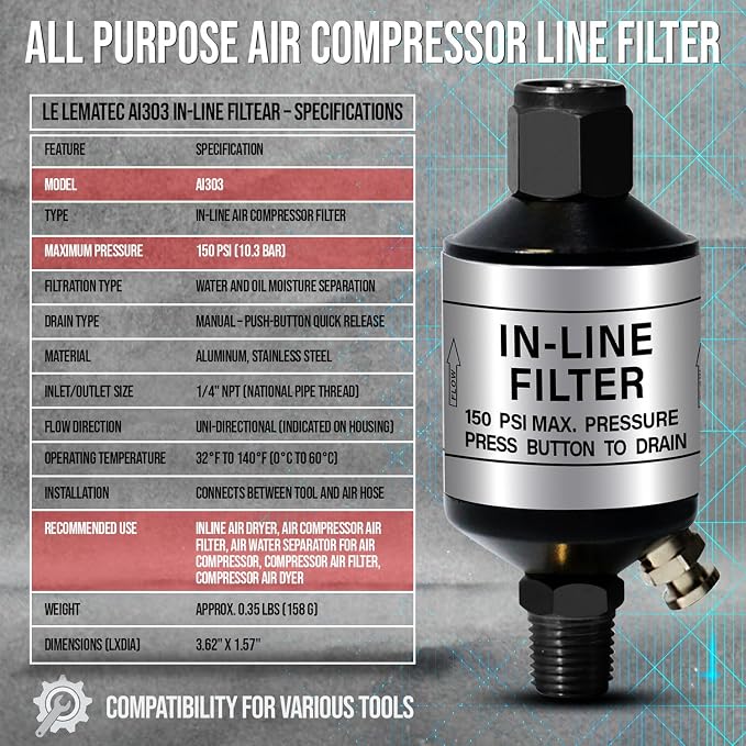 LE LEMATEC Air Compressor Water Separator - Image 7