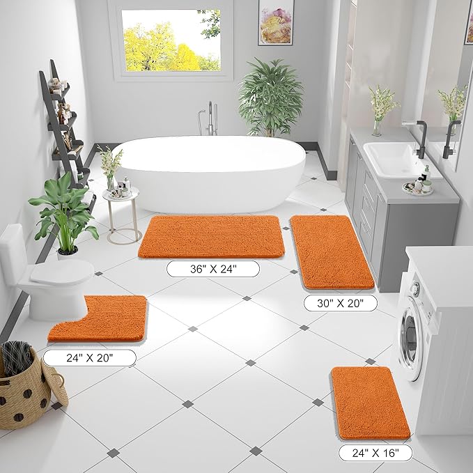 OLANLY Bathroom Rugs 24x16, Extra Soft Absorbent Chenille Bath Rugs, Rubber Backing Quick Dry, Machine Washable Bath Mats for Bathroom Floor, Tub and Shower, Home Decor Accessories, Clay