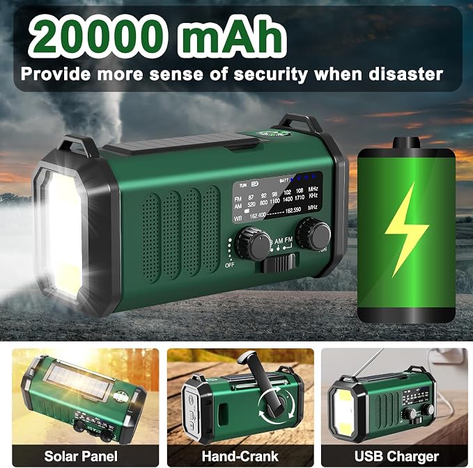 Emergency Radio-NOAA Weather Radio 20000mAh/74000mWh - Image 2
