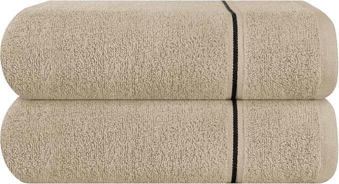 MyOwn Cotton 2 Pack Oversized Bath Towel Set 28x55 inches, Large Bath Towels, Ultra Absorbant Compact Quickdry & Lightweight Towel, Ideal for Gym Travel Camp Pool - Tan