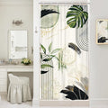 Grey Green Boho Small Shower Curtain 36Wx72H Stall RV Narrow Tropical Palm Leaves Abstract Modern Gold Leaf Mid Century Plant Bathroom Decor Botanical Bath Curtain Fabric Polyester 7 Pack Hooks