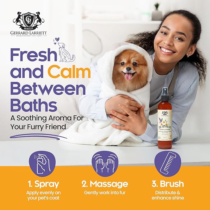 Dog Perfume Spray Long Lasting Chamomile & Lavender 8 Fl Oz, Dog Cologne Spray Long Lasting for Groomers, Calming Deodorizer Perfume for Dogs, Pet Puppy Deodorizing Fragrance by Gerrard Larriett
