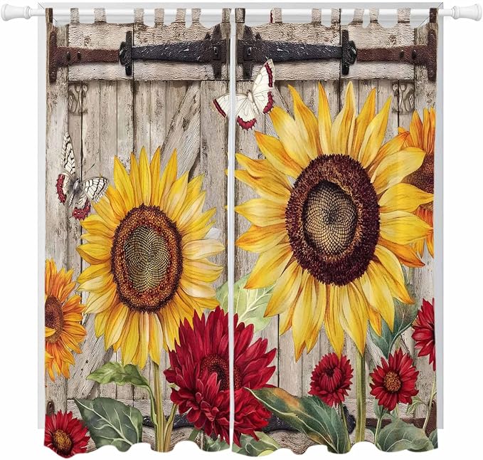 Sunflowers Living Room Curtains 84 Inch Length, Window Curtains Tab Top by Unknown