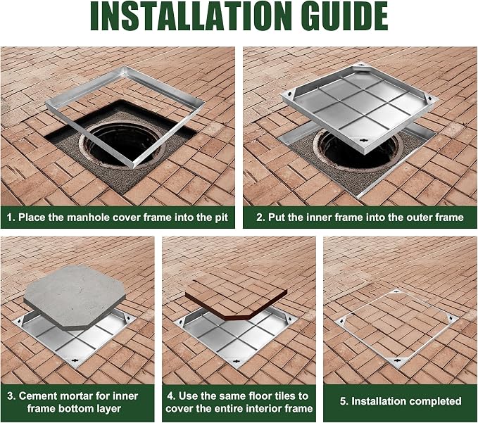 24x24x2.4 inch All Stainless Steel Manhole Cover and Frame, Recessed Square - Image 7