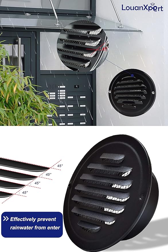4 Inch Black Soffit Vent Cover, LouanXpert Stainless Steel Round Air Vent Cover - Image 6