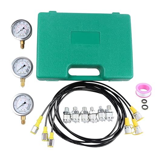 SINOCMP Hydraulic Pressure Test Kit, 3 Pressure Gauges 25Mpa/40Mpa/60Mpa 6 Test - Image 8