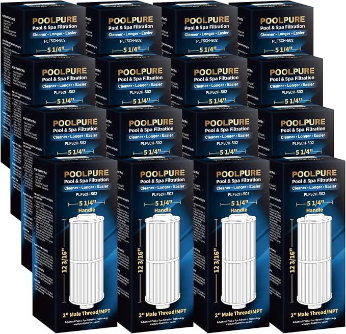 POOLPURE Pack of 16 5CH-502 Fine Thread Spa Filter Compatible by POOLPURE