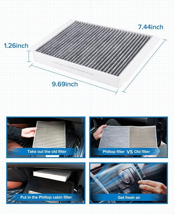 PHILTOP HEPA Cabin Air Filter w/Activated Carbon, Compatible - Image 8