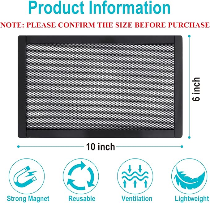 Magnetic Floor Register Vent Covers, 6 x 10 Inch Air Vent Filter Mesh, Sticky - Image 2