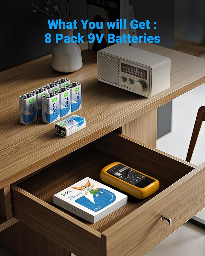 EBL 9V Batteries 8 Pack, Alkaline Power 9 Volt Battery, 7-Year Shelf Life | - Image 7