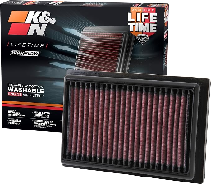 K&N High-Flow Original Lifetime Engine Air Filter: Increase Power: Premium by KNEngineeringInc