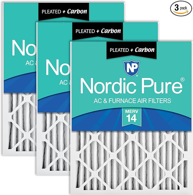 Nordic Pure 14x20x2 Pleated Air Filters MERV 14 Plus Carbon 3 Pack by NordicPure