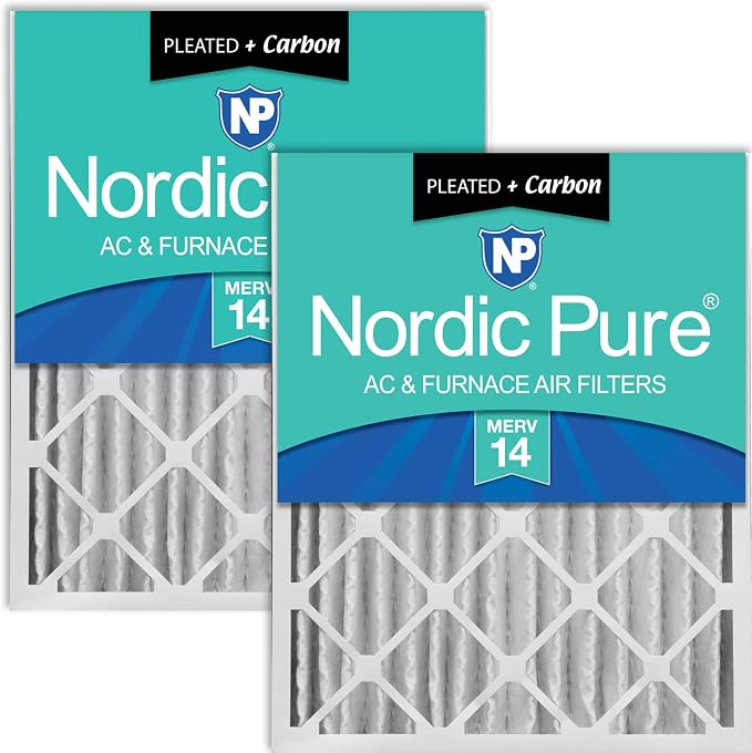 Nordic Pure 20x20x4 Pleated Air Filters MERV 14 Plus Carbon 2 Pack by NordicPure