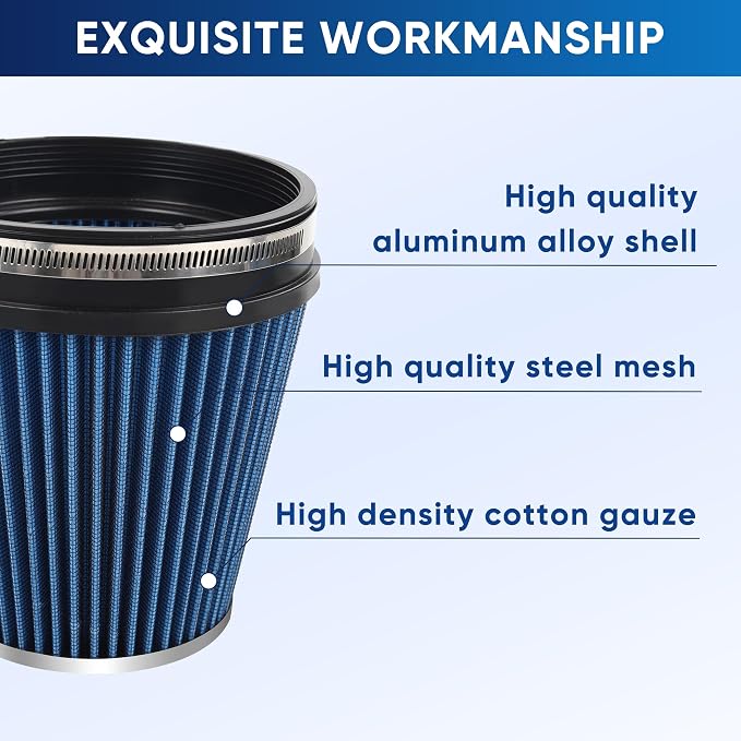 6" 152mm Cold Air Intake Filter Clamp-On Replacement High Flow Inlet Air Filter - Image 3