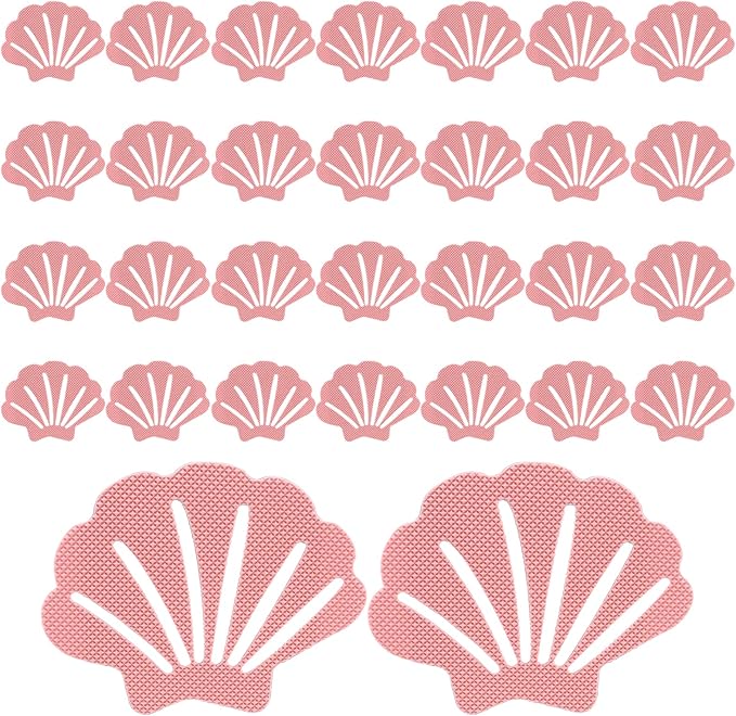Bathtub Stickers Non Slip, Shell Shaped Tubs Safety Shower Treads, Adhesive Sticker for Bathroom Bathtub, Shower Floor,Pink(30Pcs)