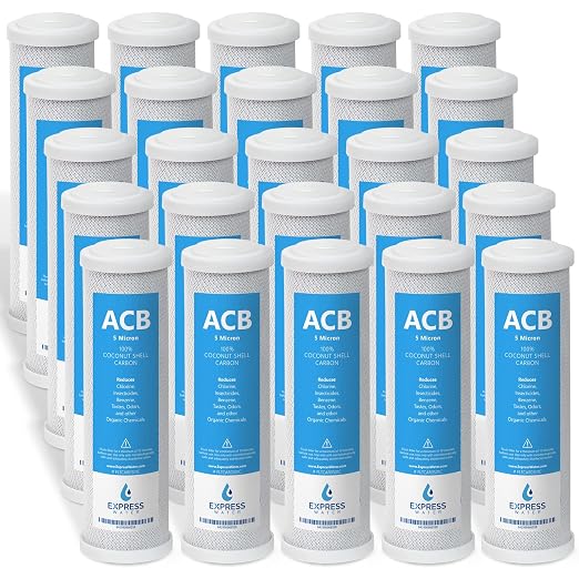 Express Water – 25 Pack Activated Carbon Block ACB Water Filter Replacement – 5 by ExpressWater