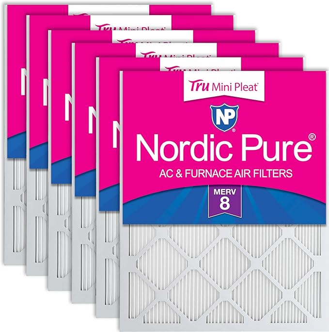 Nordic Pure 16x25x1 Tru Mini Pleat MERV 8 AC Furnace Air Filters 6 Pack | by NordicPure