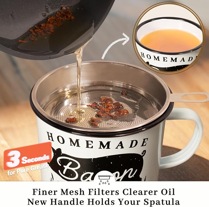 Bacon Grease Container with Strainer - Image 4
