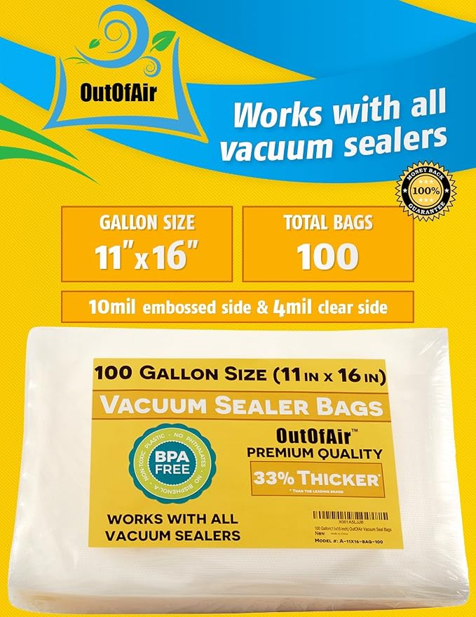100 Vacuum Sealer Bags: Gallon Size by OutOfAir Works - Image 2