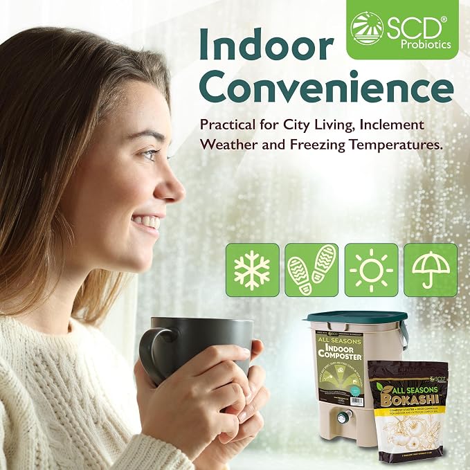 All Seasons Indoor Composter Starter Kit – 5 Gallon Tan Compost Bin - Image 3
