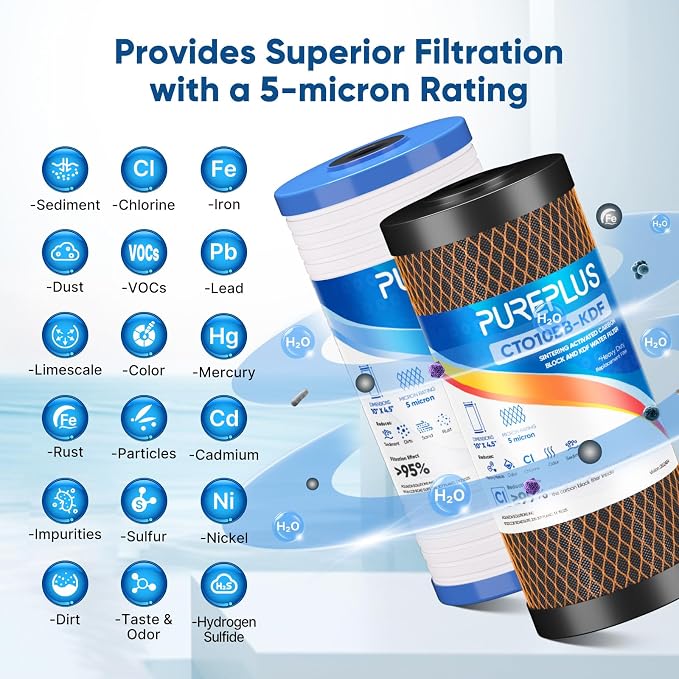 PUREPLUS 5 Micron 4.5" x 10" Whole House Water Filter Combo Kit - Image 4