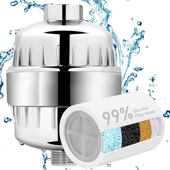BBLIFE Upgrade Much More Efficient Plastic Shower Filter, High Revitalizing Shower Filter to Remove 99% Chlorine, to Clean Hard Water, Refresh Water Condition, Improve Your Skin and Hair, BPSF