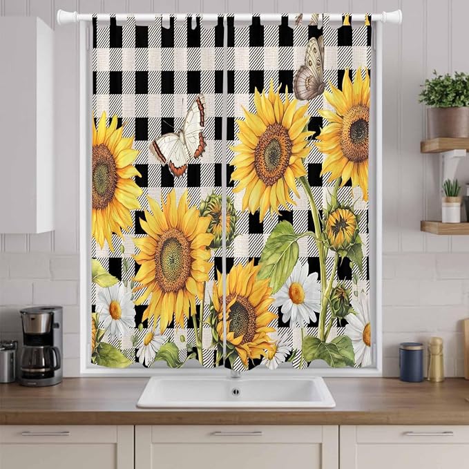 Sunflowers Living Room Curtains 96 Inch Length, Window Curtains Tab Top - Image 9