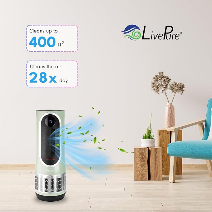 LivePure 3-in-1 LP500 Clean Heat Air Purifier & Electric Heater – Oscillating - Image 2