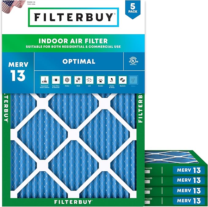 Filterbuy 28x30x1 Air Filter MERV 13 Optimal Smoke & Allergy Defense, by Filterbuy