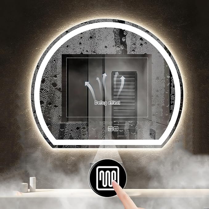 Bathroom Mirror with 3 Colour LED Lights, Lighted Bathroom Makeup Wall Mounted - Image 2