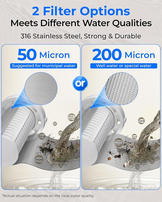 Waterdrop Spin Down Sediment Filter, 50/200 Micron Reusable Whole House Water - Image 3