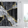 Domoku Black Gold Marble Shower Curtain, Modern Abstract Design, Waterproof Washable Fabric, 72 X 72