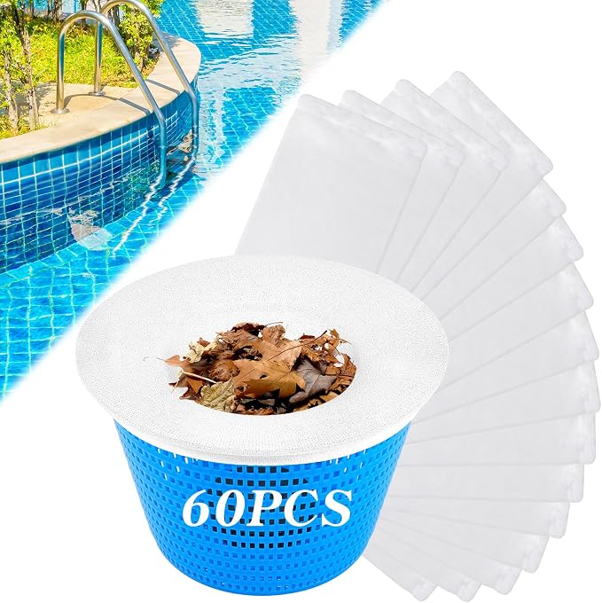 60 Pack Pool Skimmer Socks, Pool Filter Socks by Fododo