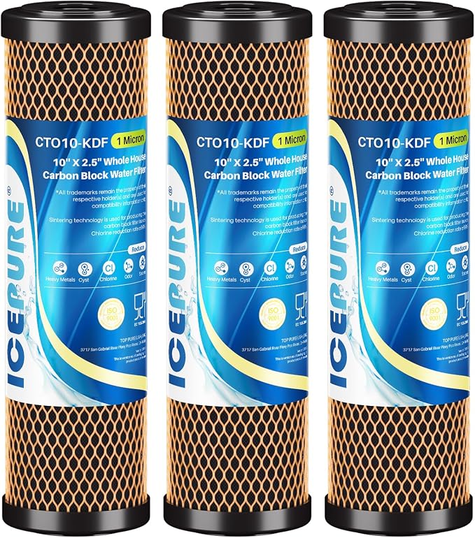 ICEPURE 1 Micron 2.5" x 10" Whole House Water Filter Coconut Shell Activated by ICEPURE