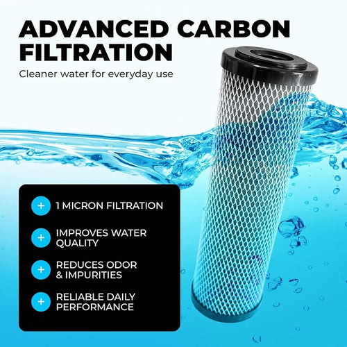 1 Micron 10" x 2.5" Activated Carbon Whole House Water Filter Replacement - Image 2