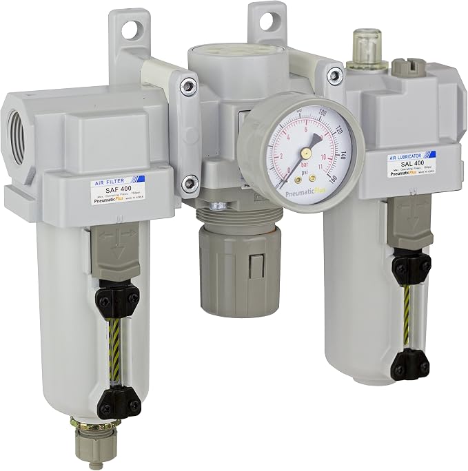 PneumaticPlus SAU400-N06G-MEP Compressed Air Filter Regulator Lubricator Combo by PneumaticPlus