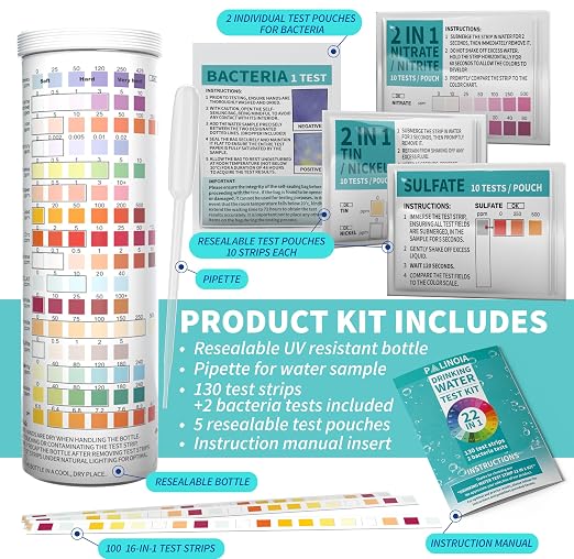 22 in 1 Drinking Water Test Kit 130 Strips - Image 2