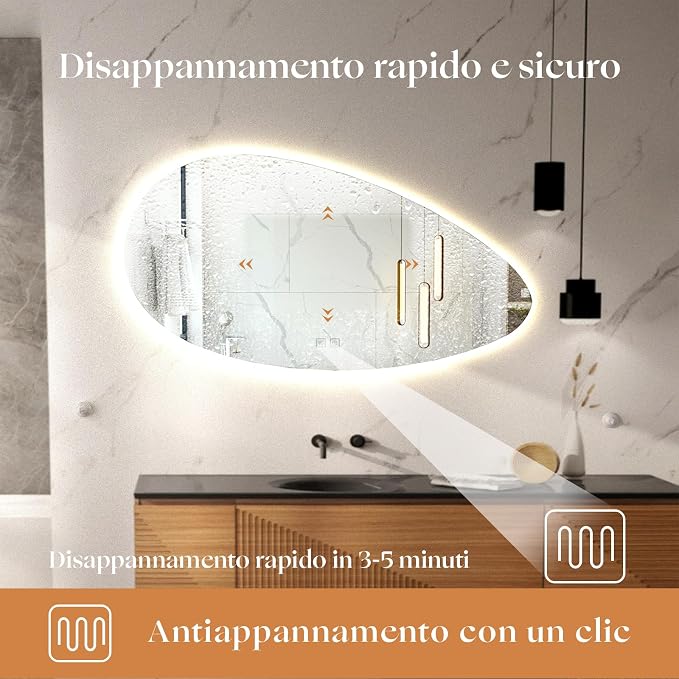 500 X800 mm Illuminated Backlit LED Bathroom Mirror, Wall Mounted Multifunction - Image 6