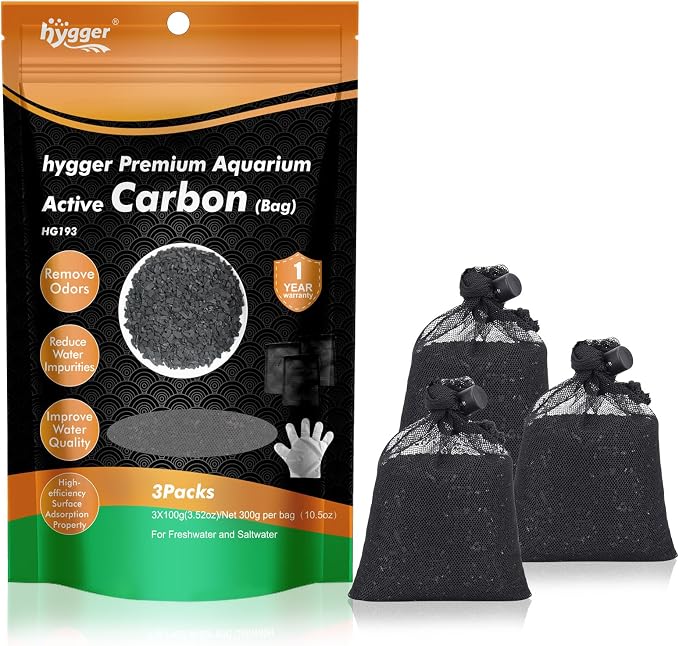 hygger Aquarium Activated Carbon, Premium Natural Coconut Shell Activated by hygger