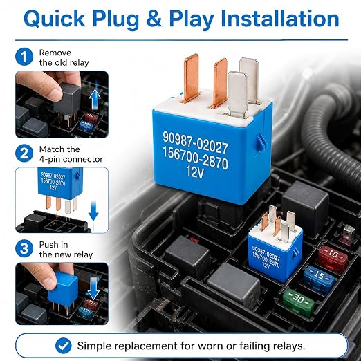 90987-02027 AC Relay 2 Pack, 4-Pin 12V Automotive Multi-Use Relay, A/C - Image 6